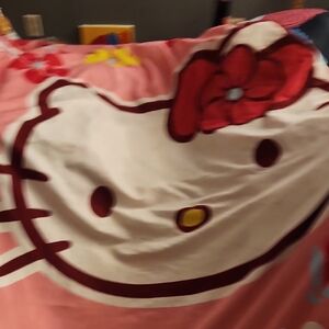 Hello Kitty Pink and Red Duvet Cover, Bed Sheet, Pillow Case Set Twin Size